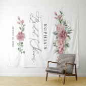 Dusty Pink Floral Bridal Shower Wandteppich (Beispiel (Horizontal))