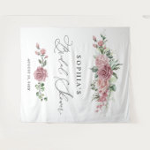 Dusty Pink Floral Bridal Shower Wandteppich (Vorderseite (Horizontal))