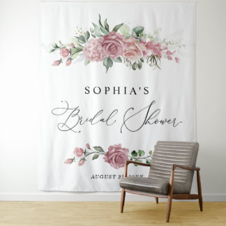 Dusty Pink Floral Bridal Shower Wandteppich