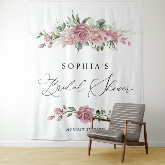 Dusty Pink Floral Bridal Shower Wandteppich (Beispiel)