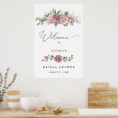 Dusty Pink Floral Bridal Shower Welcome  Poster (Küche)