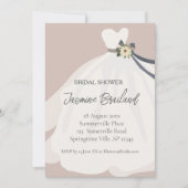 Dusty Pink Floral Bride Gown Brautparty Einladung (Vorderseite)