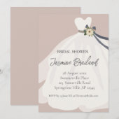 Dusty Pink Floral Bride Gown Brautparty Einladung (Vorne/Hinten)