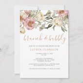 Dusty Pink Floral Brunch Brautparty Einladung (Vorderseite)