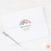 Dusty Pink Floral Calligraphy Script Vielen Dank Runder Aufkleber (Umschlag)