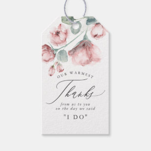 Dusty Pink Floral Elegant Wedding Danke Geschenkanhänger