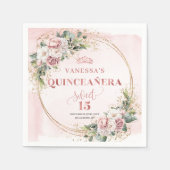 Dusty Pink Floral Eucalyptus Birthday Napkins Serviette (Vorderseite)