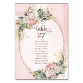 Dusty Pink Floral Eucalyptus Gold Table Numbers Tischnummer (Rückseite)