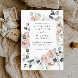 Dusty Pink Floral Eukalyptus Greenerity Wedding In Einladung