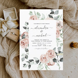 Dusty Pink Floral Eukalyptus Greenerity Wedding In Einladung