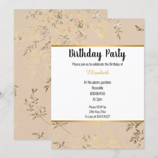 DUSTY PINK FLORAL GEMUSTERTER GEBURTSTAG EINLADUNG