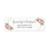 Dusty Pink Floral Geometric Wedding Rücksendeadres (Vorne)