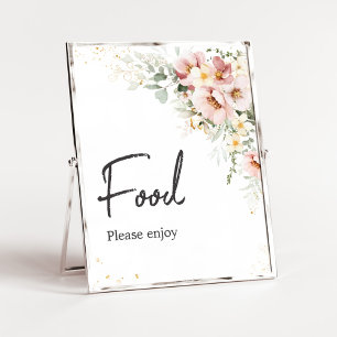 Dusty Pink Floral Greenerity Baby Shower Food Poster