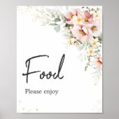 Dusty Pink Floral Greenerity Baby Shower Food Poster (Vorne)
