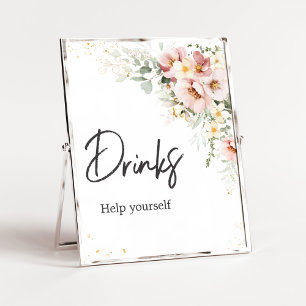 Dusty Pink Floral Greenery Baby Duschgetränke Poster