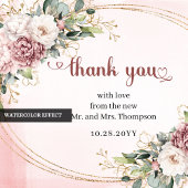 Dusty Pink Floral Greenery Romantic Wedding  Dankeskarte