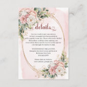 Dusty Pink Floral Greenery Wedding Details Card Begleitkarte (Vorderseite)