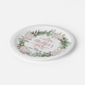 Dusty Pink Floral Happy Mütter Day Pappteller (Schrägansicht)