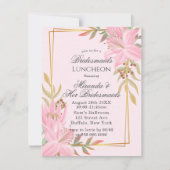 Dusty Pink Floral Kraft Bridesmaids Luncheon Einladung (Vorderseite)