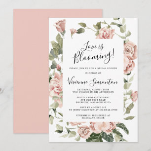 Dusty Pink Floral Liebe Blooming Brautparty Einladung