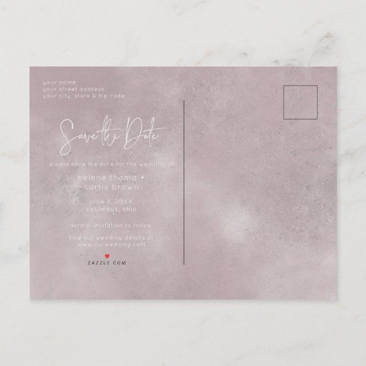 Dusty Pink Floral Modernes Foto Ankündigungspostkarte (Rückseite)