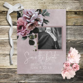 Dusty Pink Floral Modernes Foto Ankündigungspostkarte