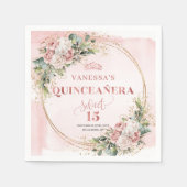Dusty Pink Floral Napkins for Elegant Quinceañera Serviette (Vorderseite)