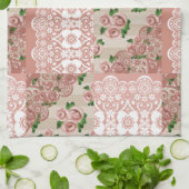 Dusty Pink Floral Patchwork Rose Handtuch (Gefaltet)