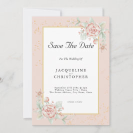 Dusty Pink Floral Peony Save the Date Hochzeit Einladung