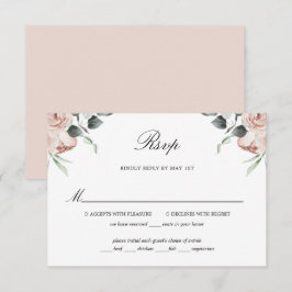 Dusty Pink Floral Rose Hochzeit RSVP Card