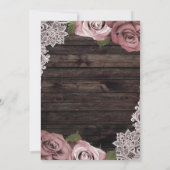 Dusty Pink Floral Rose Rustic Wood Verlobung Einladung (Rückseite)