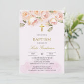 Dusty pink floral Spanische Taufe Einladung (Stehend Vorderseite)