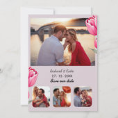 Dusty pink floral stylischer Qr-Code Save the Date Einladung (Rückseite)