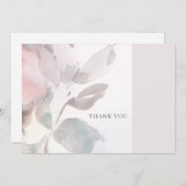 Dusty Pink Floral Watercolor Danke Karte (Vorne/Hinten)