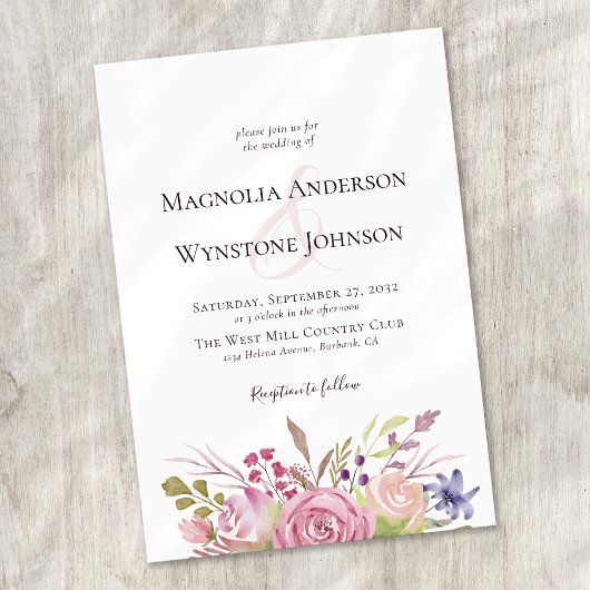 Dusty Pink Floral Watercolor Wedding Einladung