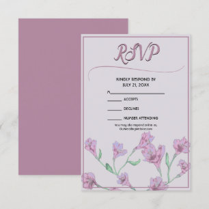 Dusty Pink Floral Watercolor Wedding RSVP Karte