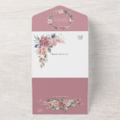Dusty Pink Floral Wedding All In One Einladung (Außenbereich)