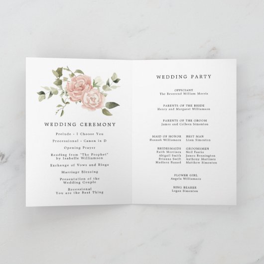Dusty Pink Floral Wedding Booklet Programm (Innenseite)