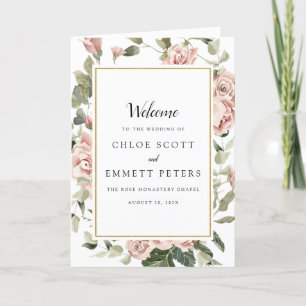 Dusty Pink Floral Wedding Booklet Programm