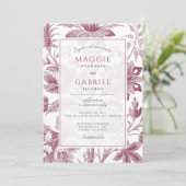 Dusty Pink Floral Wedding Einladung (Stehend Vorderseite)