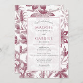 Dusty Pink Floral Wedding Einladung (Vorne/Hinten)