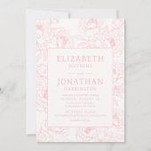 Dusty Pink Floral Wedding Einladung (Vorderseite)