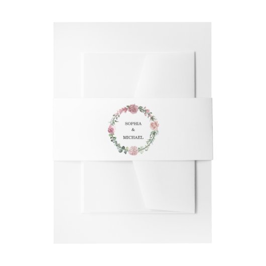 Dusty Pink Floral Wedding Invitation Belly Band (Vorderseite Beispiel)