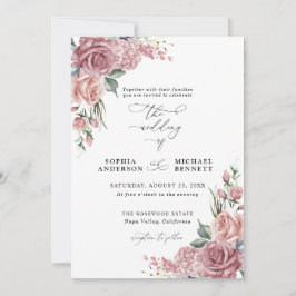 Dusty Pink Floral Wedding Invitation Einladung
