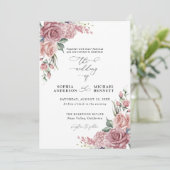 Dusty Pink Floral Wedding Invitation Einladung (Stehend Vorderseite)