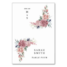 Dusty Pink Floral Wedding Place Cards Tischnummer