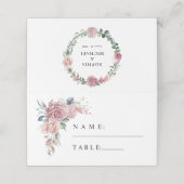 Dusty Pink Floral Wedding Platzkarte (Außenseite Aufgefaltet)