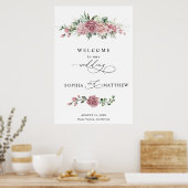 Dusty Pink Floral Wedding  Poster (Küche)