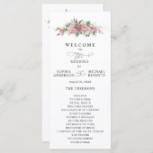 Dusty Pink Floral Wedding Program Programm (Vorne/Hinten)