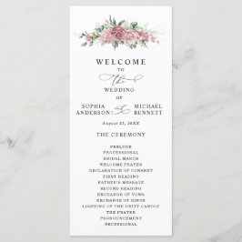 Dusty Pink Floral Wedding Program Programm